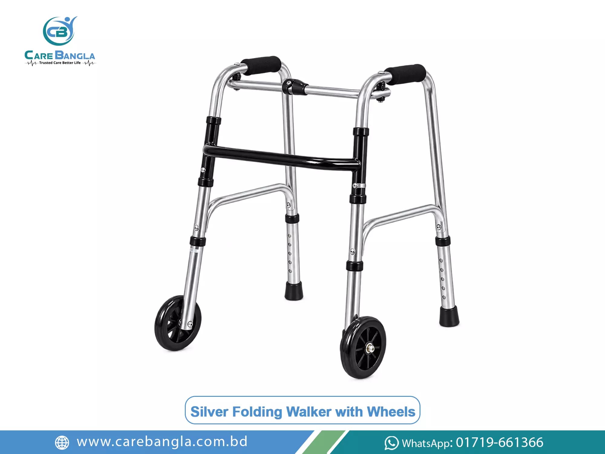 Silver Folding Walker with Wheels Price in Bangladesh — photo 1