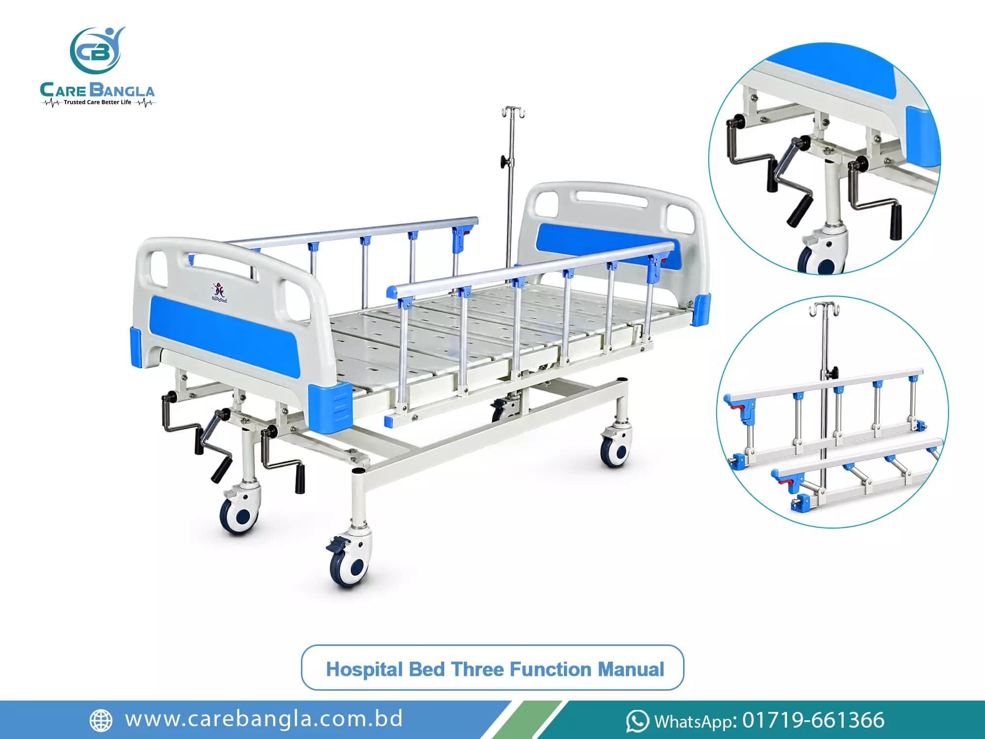 Hospital Bed Three Function Manual Price in Bangladesh — photo 2