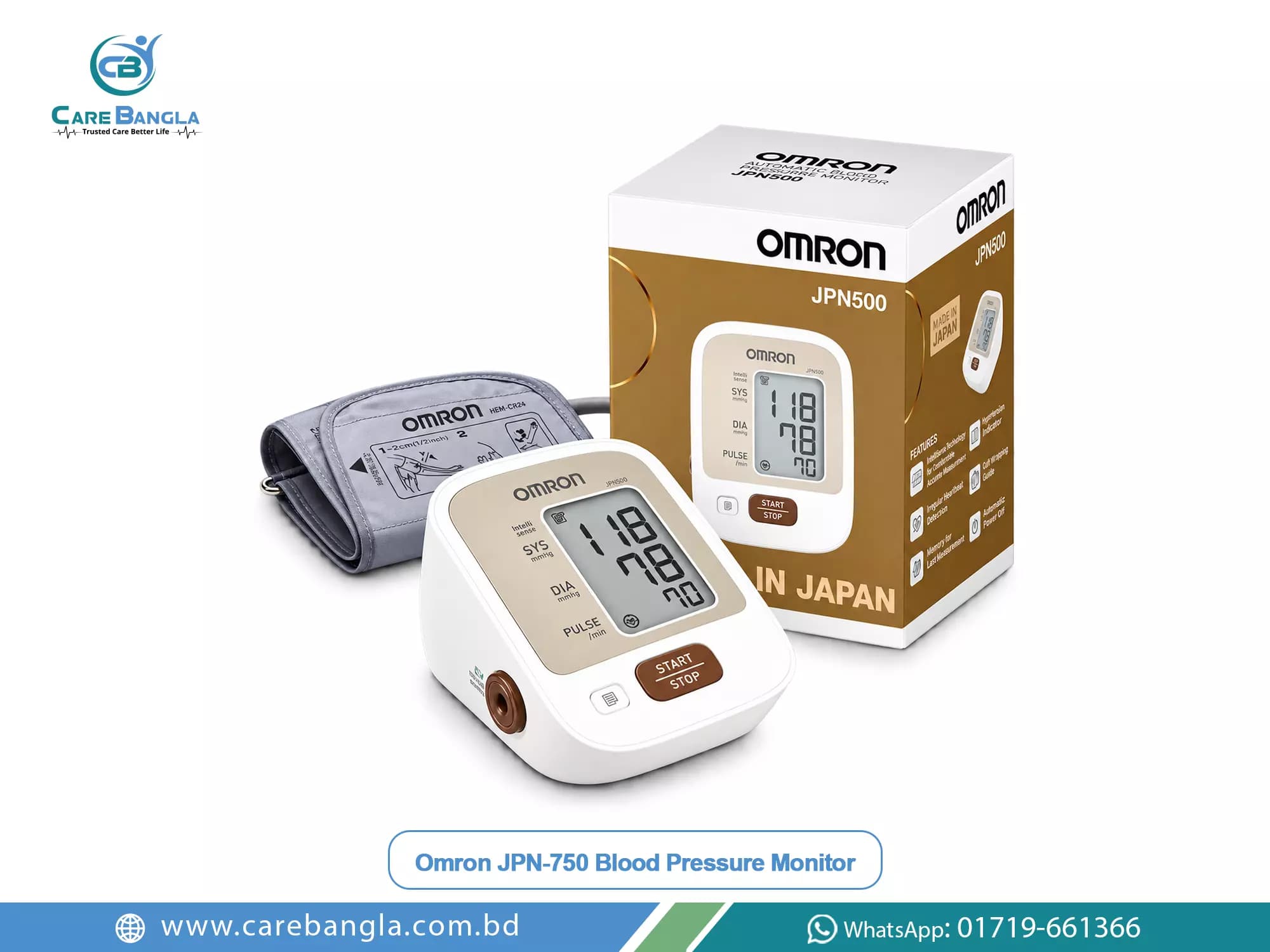 Omron JPN-750 Blood Pressure Monitor Price in Bangladesh — Omron JPN-750 upper arm blood pressure monitor made in Japan with large display
