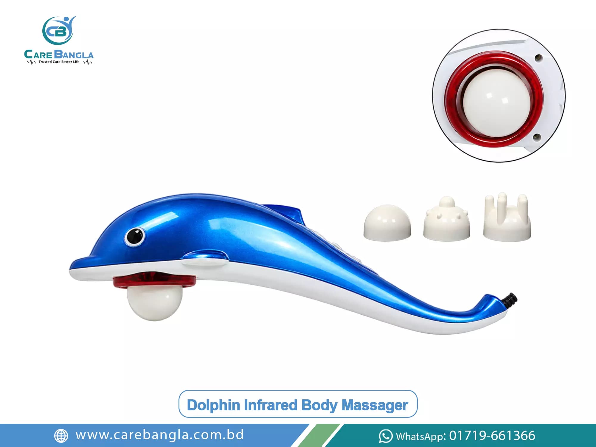 Dolphin Infrared Body Massager Price in Bangladesh — Dolphin handheld infrared vibration body massager with attachment heads