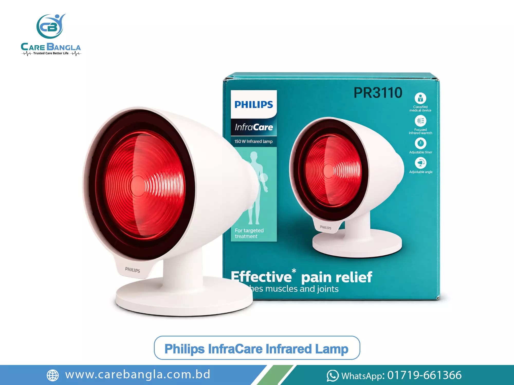 Philips InfraCare Infrared Lamp Price in Bangladesh — Philips InfraCare 150 watt infrared therapy lamp with adjustable head