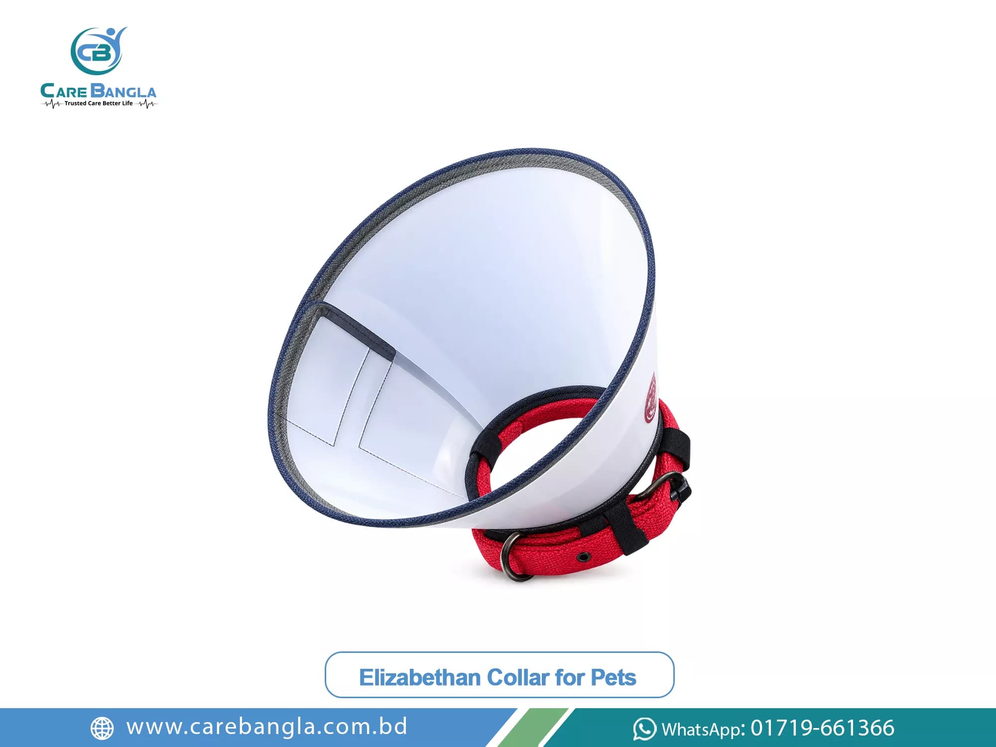 Elizabethan Collar for Pets Price in Bangladesh — clear plastic Elizabethan recovery collar with adjustable snap buckle and smooth rim