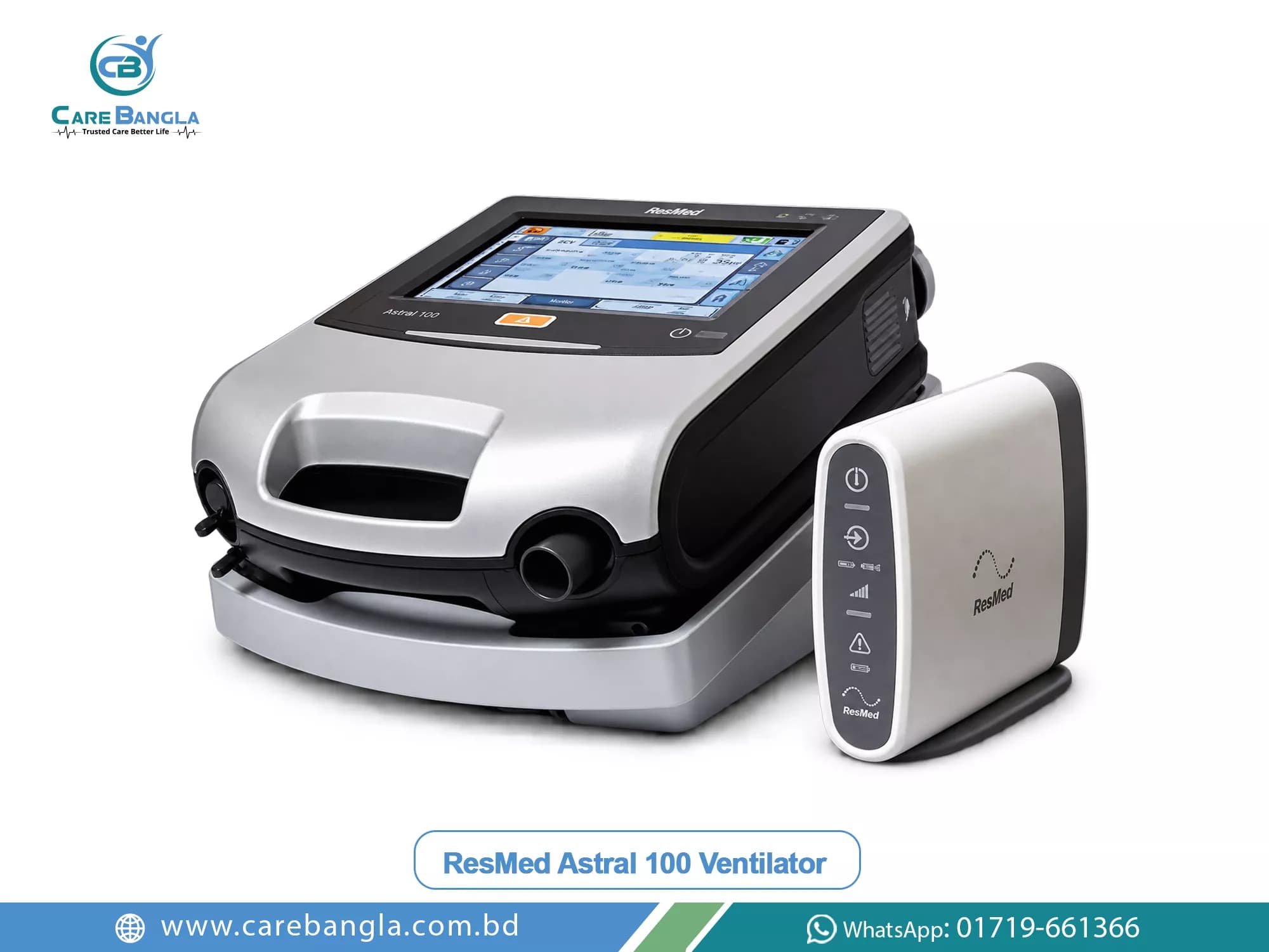 ResMed Astral 100 Ventilator Price in Bangladesh — ResMed Astral 100 portable ventilator with touchscreen and internal battery