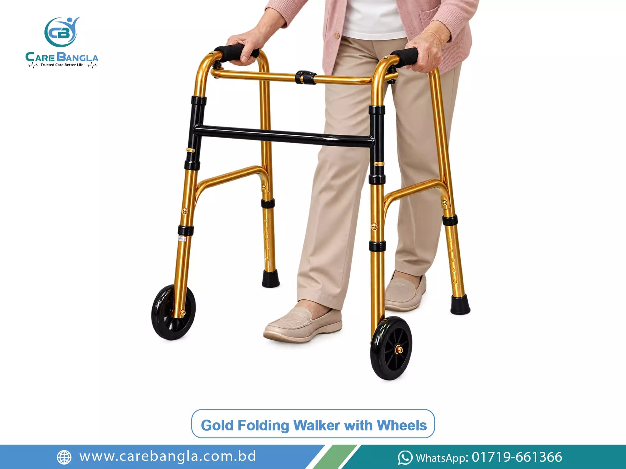 Gold Folding Walker with Wheels Price in Bangladesh — photo 4