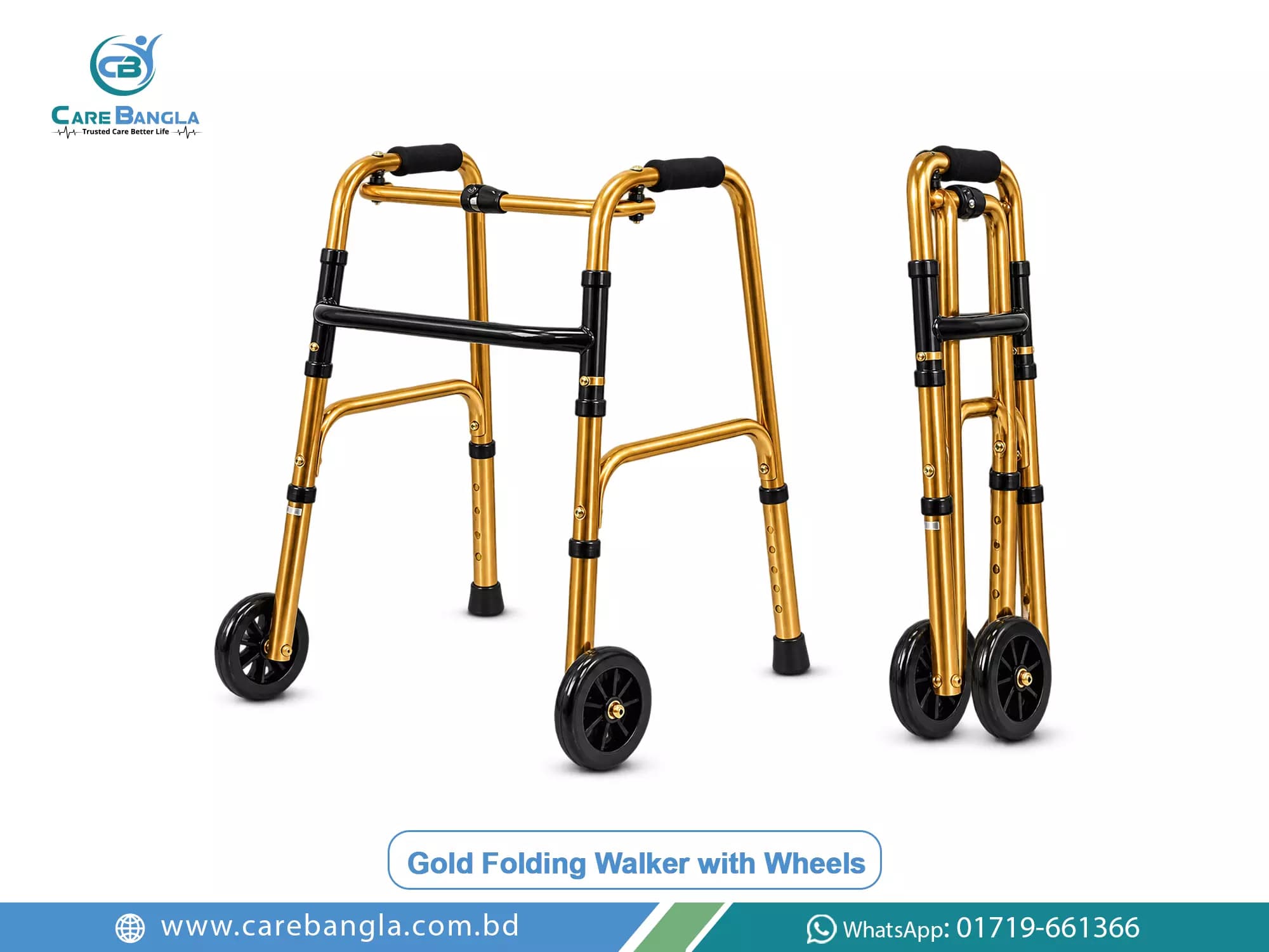 Gold Folding Walker with Wheels Price in Bangladesh — photo 3