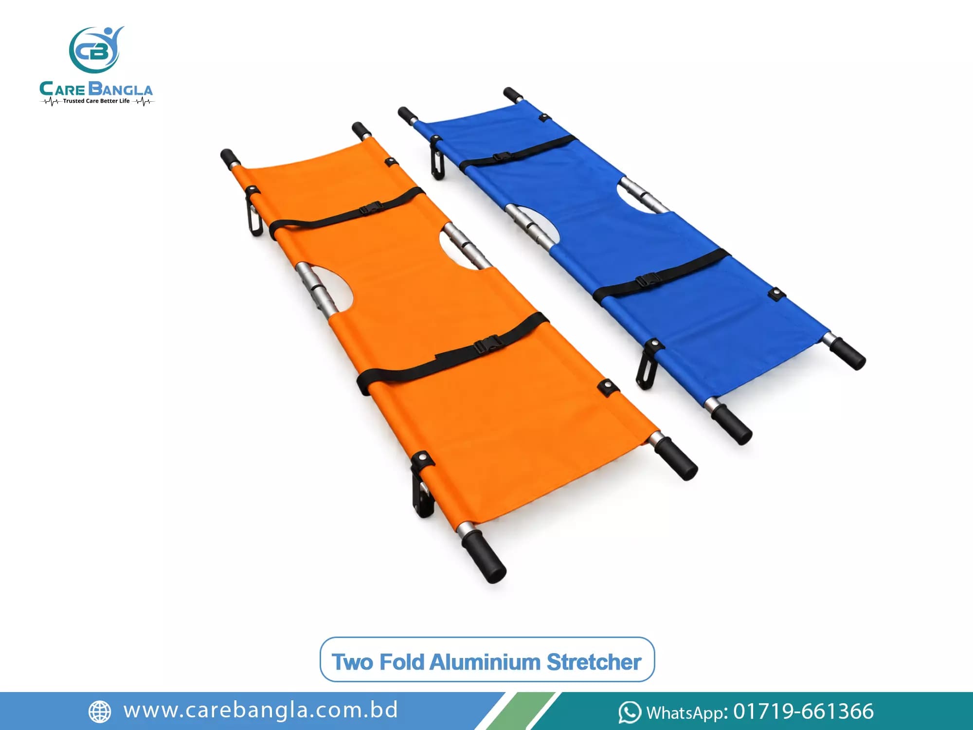 Two Fold Aluminium Stretcher Price in Bangladesh Two Fold Aluminium Stretcher Price in Bangladesh — two fold aluminium pole stretchers in blue and orange with a single restraint strap