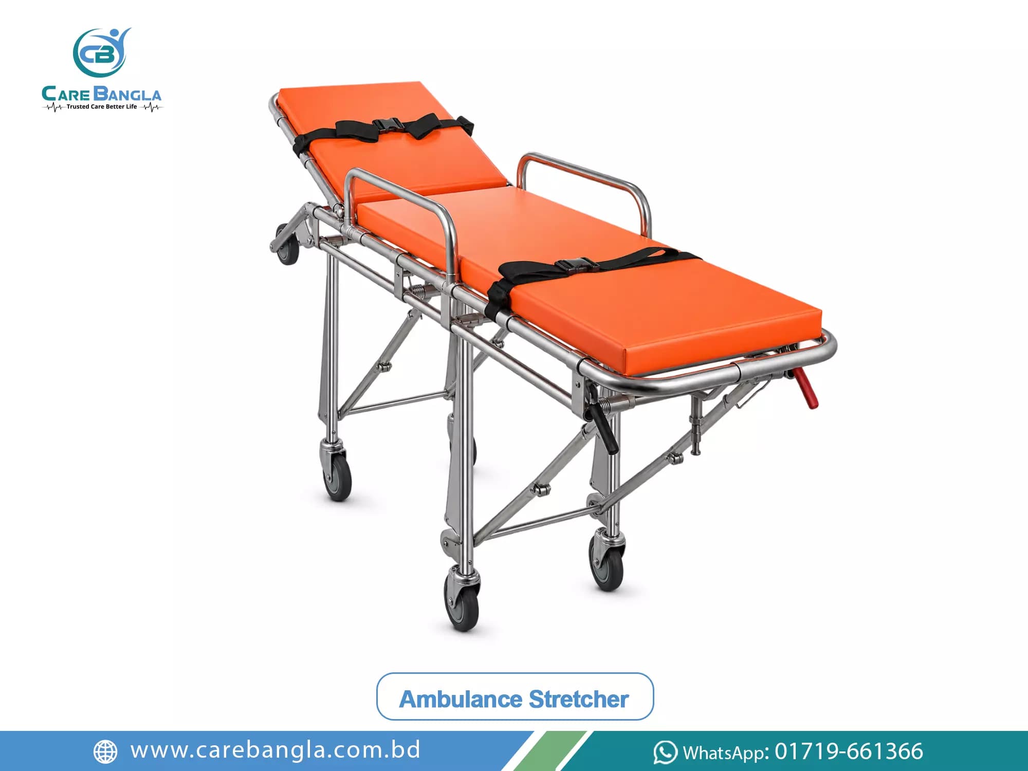 Ambulance Stretcher Price in Bangladesh Ambulance Stretcher Price in Bangladesh — automatic loading ambulance stretcher with collapsing undercarriage, loading wheels, side rails and restraint straps