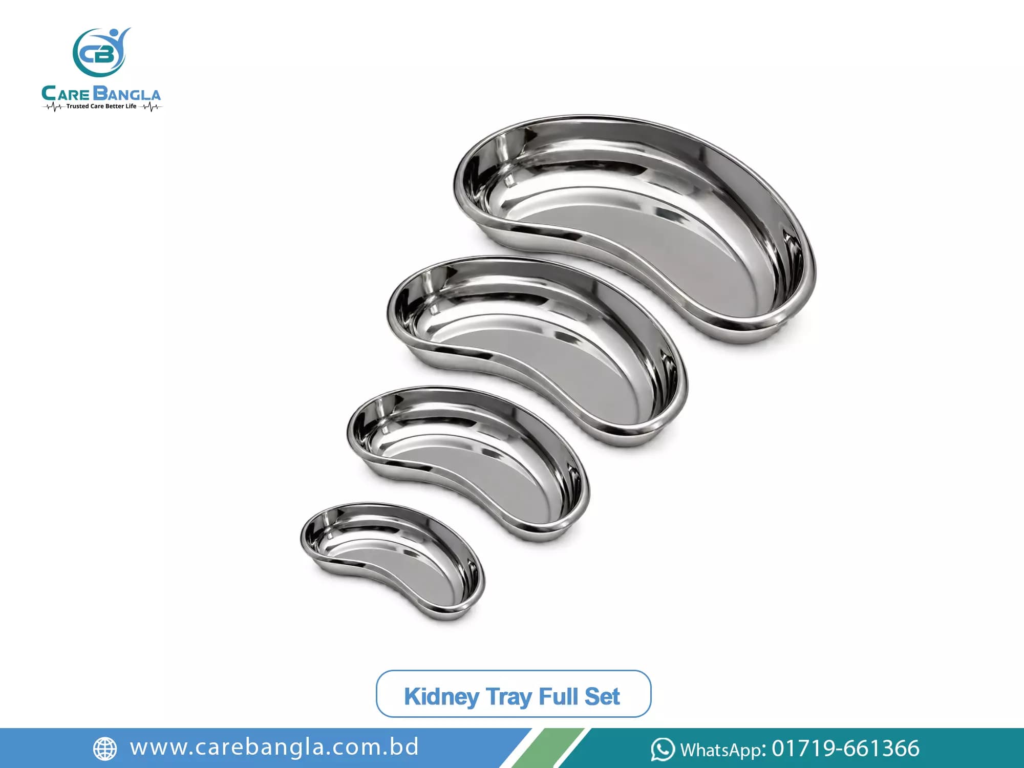 Kidney Tray Full Set Price in Bangladesh Kidney Tray Full Set Price in Bangladesh — set of four stainless steel kidney trays in 6, 8, 10 and 12 inch sizes