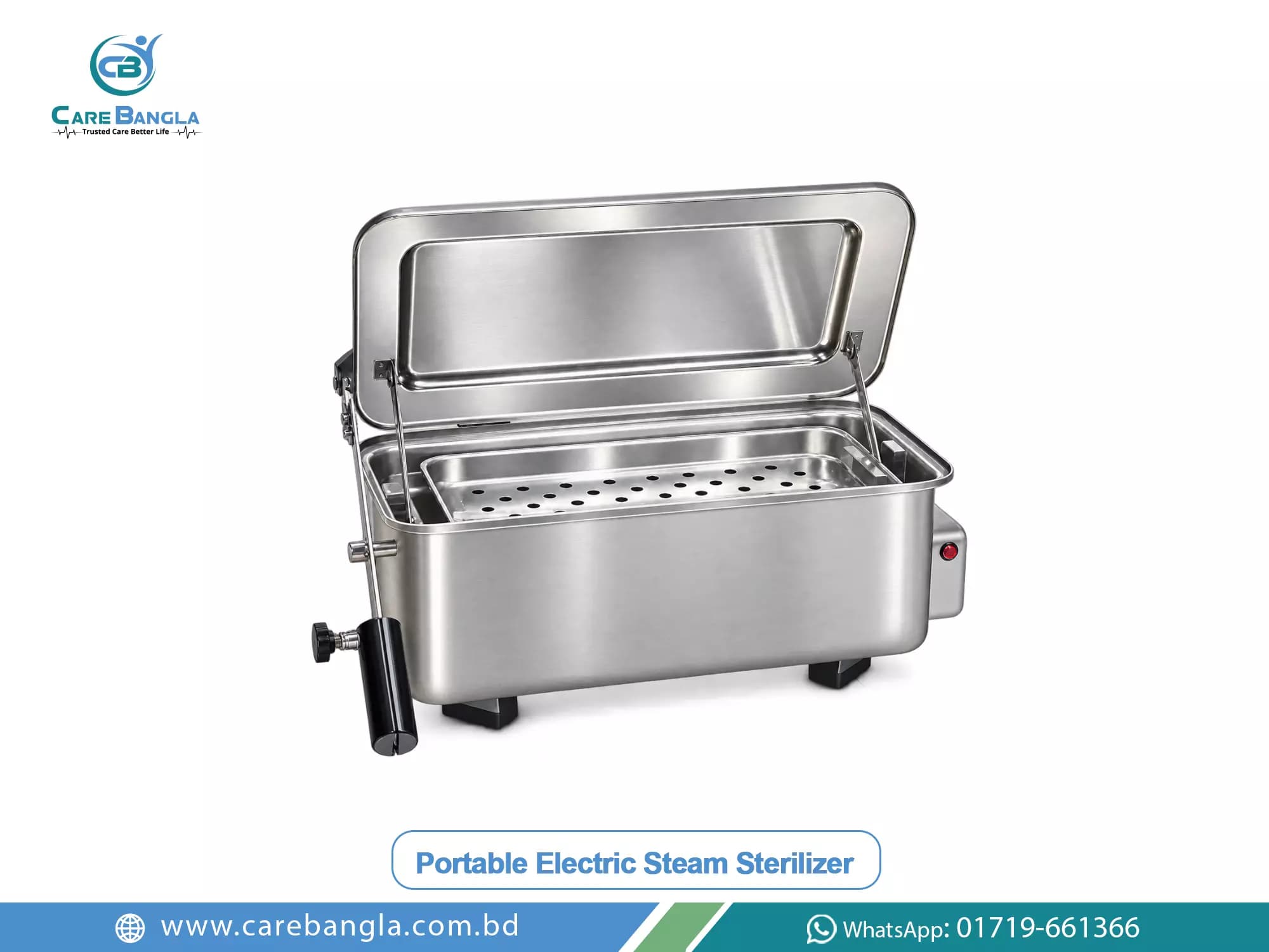 Portable Electric Steam Sterilizer Price in Bangladesh Portable Electric Steam Sterilizer Price in Bangladesh — stainless electric instrument boiling steriliser with hinged lid and a perforated lift-out instrument basket
