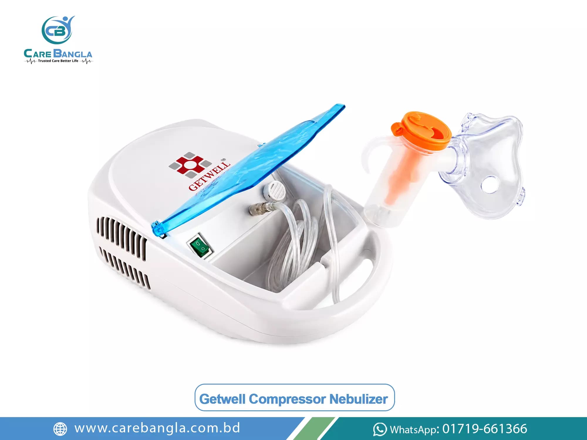 Getwell Compressor Nebulizer Price in Bangladesh Getwell Compressor Nebulizer Price in Bangladesh — Getwell compressor nebuliser unit with chamber, masks and air tubing