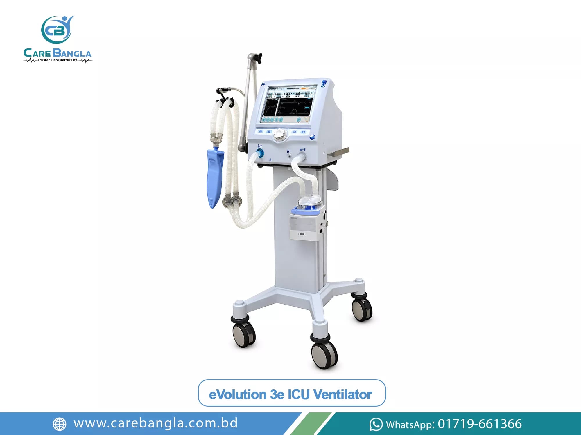 eVolution 3e ICU Ventilator Price in Bangladesh eVolution 3e ICU Ventilator Price in Bangladesh — eVolution 3e T Essential ICU ventilator on trolley with colour display
